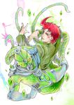  colored_pencil_(medium) emerald gakuran hierophant_green jojo_no_kimyou_na_bouken kakyouin_noriaki multiple_boys mushiyoshi_(cyugi6444) red_hair school_uniform stand_(jojo) tentacles traditional_media 