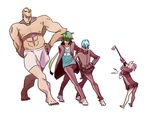  3boys baton boxers fabulous gamagoori_ira hat inumuta_houka jacket jakuzure_nonon kill_la_kill multiple_boys nozo_(fitton) pose sanageyama_uzu shirtless track_jacket track_suit underwear 