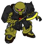  axe chibi gundam gundam_0080 lowres mecha tranzaku weapon zaku zaku_ii zaku_ii_fz_kai 