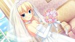  blonde_hair blue_eyes elbow_gloves flowers game_cg hoshina_hime long_hair natsu_koi_high_pressure sayori smile wedding_attire 