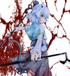  absurdres animal_ears bad_id bad_pixiv_id blood blood_splatter dowsing_rod grey_hair highres mo-a-i mouse_ears mouse_tail nazrin red_eyes short_hair skirt smile tail touhou 