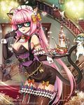  animal_ears bell blue_eyes breasts cat cat_ears cat_tail detached_collar dino_(trexsilence) elbow_gloves gloves jewelry long_hair looking_at_viewer maid_headdress mask medium_breasts original pink_hair solo tail tenkuu_no_crystalia thighhighs tray wrist_cuffs 