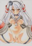  amatsukaze_(kantai_collection) anus blush breasts censored garter_straps hair_tubes kantai_collection long_hair marker_(medium) medium_breasts millipen_(medium) mosaic_censoring navel nipples open_mouth pussy red_eyes silver_hair simple_background slit_pupils thighhighs traditional_media two_side_up uneven_eyes white_background yutakasan-love 