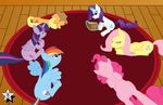  applejack_(mlp) blonde_hair blue_eyes blue_fur blush book cowboy_hat cutie_mark equine eyes_closed female fluttershy_(mlp) friendship_is_magic fur group hair hat horn horse horse_tail lying mammal multi-colored_hair my_little_pony on_back orange_fur pegasus pink_fur pink_hair pinkie_pie_(mlp) pony purple_eyes purple_fur purple_hair rainbow_dash_(mlp) rainbow_hair rainbow_tail rarity_(mlp) rug sitting smile tails twilight_sparkle_(mlp) unicorn white_fur winged_unicorn wings wodahseht yellow_fur 