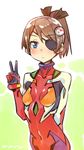  arm_behind_back blue_eyes bodysuit brown_hair cosplay covered_navel evangelion:_3.0_you_can_(not)_redo eyepatch hair_ornament kantai_collection namesake neon_genesis_evangelion nonco plugsuit ponytail rebuild_of_evangelion shikinami_(kantai_collection) shikinami_asuka_langley shikinami_asuka_langley_(cosplay) sketch solo souryuu_asuka_langley standing v 