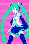  detached_sleeves hatsune_miku long_hair solo spring_onion thighhighs twintails usashiro_mani vocaloid 