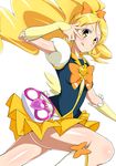  :q blonde_hair bow brown_eyes cure_honey hair_bow happinesscharge_precure! heart highres jabara_tornado long_hair looking_at_viewer magical_girl oomori_yuuko ponytail precure simple_background skirt solo tongue tongue_out white_background wide_ponytail yellow_skirt 