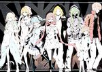  5girls amamiya_hibiya blonde_hair brown_hair dress ene_(kagerou_project) green_hair hair_ornament hair_ribbon hairclip hood hoodie kagerou_project kano_shuuya kido_tsubomi kisaragi_momo kisaragi_shintarou kozakura_marry long_hair marumoru mask multiple_boys multiple_girls red_eyes ribbon scarf school_uniform serafuku short_hair side_ponytail tateyama_ayano twintails 