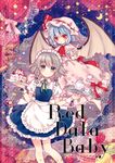  bat_wings blue_eyes blue_hair bow cake cover cover_page food hat hat_bow izayoi_sakuya maid_headdress multiple_girls red_eyes remilia_scarlet silver_hair torii_sumi touhou wings 