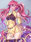  commentary_request fingerless_gloves fire_emblem fire_emblem:_kakusei gloves harihisa long_hair open_mouth panties pants pants_pull panty_pull pink_eyes pink_hair restrained selena_(fire_emblem) solo tentacles tentacles_under_clothes twintails underwear white_panties 
