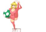  blonde_hair blue_eyes crown leotard long_hair masao princess_peach super_mario thighhighs white 