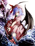  :o bad_id bad_pixiv_id bat_wings blue_hair dress frilled_dress frills jewelry mo-a-i red_eyes remilia_scarlet short_hair solo spear_the_gungnir touhou v-shaped_eyebrows weapon wings wrist_cuffs 