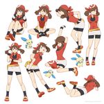  :3 arms_behind_back bandana bandana_removed bike_shorts blue_eyes brown_hair character_sheet closed_eyes cosplay fang gen_3_pokemon gloves hand_on_hip haruka_(pokemon) haruka_(pokemon)_(cosplay) hat lee1210 minun odamaki_sapphire open_mouth pokemon pokemon_(creature) pokemon_(game) pokemon_rse pokemon_special short_hair sitting smile 