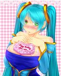  1girl blue_hair blush breasts colored_eyelashes green_eyes large_breasts league_of_legends solo sona_buvelle tsugumi_(artist) twintails 