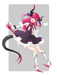  beruo blue_eyes claws detached_sleeves elizabeth_bathory_(fate) elizabeth_bathory_(fate)_(all) fate/extra fate/extra_ccc fate_(series) highres horns long_hair pink_hair pointy_ears pointy_shoes shoes solo tail two_side_up 