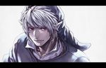  dark_link grey_hair hat kn_(artist) letterboxed link male_focus pointy_ears purple_eyes smile solo the_legend_of_zelda the_legend_of_zelda:_ocarina_of_time 