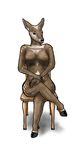  black_eyes black_nose breasts cervine chair deer female leap833 mammal nipples plain_background sitting solo 