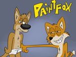  anthro canine cartoon dan duo fox fur gay invalid_tag josh kangaroo male mammal marsupial nude paintfox standing text toony underwear 
