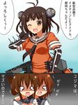  armored_core armored_core:_for_answer brown_hair comic folded_ponytail gloves hair_ornament hairclip haniwagi_(hal) ikazuchi_(kantai_collection) inazuma_(kantai_collection) kantai_collection multiple_girls naka_(kantai_collection) school_uniform serafuku translated trembling 