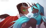  &lt;3 antiander armor black_hair cape changeling crown duo equine eye_mist fangs female feral friendship_is_magic green_eyes green_hair hair holes hooves horn horse king_sombra_(mlp) long_hair male mammal my_little_pony pony queen_chrysalis_(mlp) red_eyes saliva slit_pupils tongue tongue_out unicorn wings 