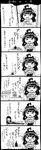  &gt;_&lt; 6+girls ahoge akagi_(kantai_collection) bed blush bottle cake canopy_bed closed_eyes comic cup double_bun drooling drunk food glass greyscale hairband haruna_(kantai_collection) hiei_(kantai_collection) highres jun'you_(kantai_collection) kantai_collection kirishima_(kantai_collection) kongou_(kantai_collection) long_hair monochrome multiple_girls nontraditional_miko sakazaki_freddy saucer table tablecloth tea teacup translated white_background wine_bottle 