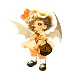  bag bat_wings dress fingernails hat mary_janes remilia_scarlet sharp_fingernails shoes short_hair smile solo souri touhou wings younger 