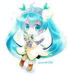  2015 ahoge aqua_eyes aqua_hair boots character_name hatsune_miku long_hair looking_at_viewer mineko solo twintails very_long_hair vocaloid white_background yuki_miku 