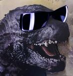  eyewear godzilla kaiju open_mouth reptile scales scalie sunglasses teeth tongue 