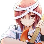  angel_beats! armband bandages electric_guitar guitar instrument iwasawa nakamura_hinato red_eyes red_hair school_uniform serafuku shinda_sekai_sensen_uniform short_hair sleeves_rolled_up 