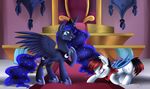  absurd_res bat_pony blue_fur blue_hair crying cutie_mark duo equine eyes_closed female feral friendship_is_magic fur hair happy hi_res horn horse mammal my_little_pony open_mouth original_character pony pridark princess_luna_(mlp) royalty smile teal_eyes tears winged_unicorn wings 