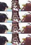  3girls admiral_(kantai_collection) asphyxiation black_hair brown_hair cherry_blossoms comic double_bun drinking drunk elbow_gloves fingerless_gloves gloves hanami headgear highres houshou_(kantai_collection) kantai_collection kiss kongou_(kantai_collection) long_hair military military_uniform mouth_to_mouth multiple_girls nagato_(kantai_collection) naval_uniform ponytail red_eyes shared_drink sweat tanaka_kusao thighhighs translated uniform 