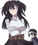  1boy 1girl artist_request black_hair breasts brown_eyes can&#039;t_be_this_cute long_hair smile to_aru_kagaku_no_railgun to_aru_majutsu_no_index wink yobou_banka yumiya_rakko 