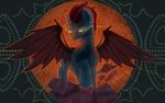  dark_magic devil_smile equine feral friendship_is_magic fur green_eyes griffin_tail hair mammal mechanical_wings my_little_pony original_character pegasus red_hair red_hooves red_moon red_wings sary_dragon solo thanator_dreamstiller wings 