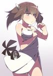  alternate_costume brown_hair character_name dateneco headband headgear kantai_collection looking_at_viewer naked_towel short_hair solo taihou_(kantai_collection) towel 