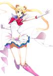  :o back_bow bad_id bad_pixiv_id bishoujo_senshi_sailor_moon blonde_hair blue_eyes blue_sailor_collar boots bow brooch double_bun elbow_gloves full_body gloves hair_ornament hairpin highres jewelry knee_boots long_hair magical_girl multicolored multicolored_clothes multicolored_skirt pleated_skirt red_bow ribbon sailor_collar sailor_moon sailor_senshi_uniform skirt solo super_sailor_moon tiara tsukino_usagi twintails wadani_hitonori white_background white_gloves 