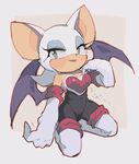  bat breasts eyeshadow female gloves green_eyes japanese_text lipstick makeup mammal rouge_the_bat sega solo sonic_(series) text translated translation_request unknown_artist 