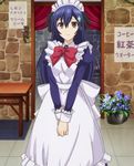  blue_hair brown_eyes crossdressing date_a_live highres itsuka_shidou itsuka_shiori long_hair maid male_focus otoko_no_ko screencap solo 