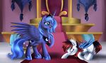  absurd_res bat_pony blue_fur blue_hair crying cutie_mark duo equine eyes_closed female feral friendship_is_magic fur hair happy hi_res horn horse mammal my_little_pony open_mouth original_character pony pridark princess_luna_(mlp) royalty smile teal_eyes tears winged_unicorn wings 