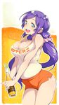  :d arched_back bare_shoulders breasts cleavage green_eyes hooters large_breasts long_hair love_live! love_live!_school_idol_project low_twintails no_legwear nonco open_mouth plump purple_hair shiny shiny_skin short_shorts shorts smile solo sweat toujou_nozomi twintails very_long_hair 