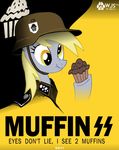  2011 amber_eyes derpy_hooves_(mlp) english_text equine food friendship_is_magic grey_hair hair helmet horse humor mammal military muffin my_little_pony nazi pony solo text uniform watermark wolfjedisamuel 