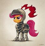  2snacks armor equine female feral friendship_is_magic gradient_background hair helmet horse mammal my_little_pony pink_hair plain_background pony purple_eyes scootaloo_(mlp) solo 