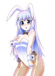  animal_ears blue_eyes blue_hair bow bowtie bunny_ears bunny_girl bunnysuit chestnut_mouth detached_collar gochuumon_wa_usagi_desu_ka? hair_ornament hairclip kafuu_chino leotard long_hair musasinodaichi pantyhose wrist_cuffs x_hair_ornament 