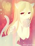  afuro_terumi animal_ears blonde_hair cat_ears cat_tail catboy dated inazuma_eleven inazuma_eleven_(series) long_hair male_focus red_eyes solo tail ui97 