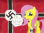  2012 english_text equine female flag fluttershy_(mlp) friendship_is_magic horse mammal my_little_pony nazi nazi_symbol pegasus pony solo swastika text unknown_artist wings 