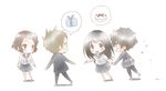  2girls bag black_hair brown_eyes brown_hair cake chibi chitanda_eru food fukube_satoshi gift green_eyes hyouka ibara_mayaka long_hair multiple_boys multiple_girls oreki_houtarou pink_eyes purple_eyes rito453 school_uniform serafuku short_hair 