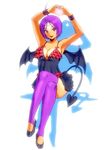  1geki1 1girl breasts camisole cleavage demon_girl heart large_breasts purple_eyes purple_hair short_hair solo succubus tail wings 