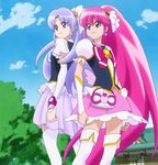  aino_megumi arm_warmers artist_request boots cure_fortune cure_lovely detached_sleeves earrings fingerless_gloves gloves hair_ornament happinesscharge_precure! heart heart_hair_ornament highres hikawa_iona jewelry long_hair looking_afar magical_girl multiple_girls official_art pink_eyes pink_hair pink_skirt ponytail precure puffy_sleeves purple_eyes purple_hair purple_skirt ribbon screencap serious shirt skirt standing thigh_boots thighhighs thighs vest white_legwear wrist_cuffs zettai_ryouiki 