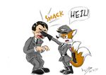  adolf_hitler boots canine duo eyewear fox gloves human humor male mammal miles_prower monocle nazi plain_background sega sketch sonic_(series) text uniform unknown_artist white_background 