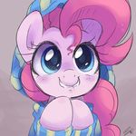  blue_eyes clothing equine female friendship_is_magic hair hoodie horse mammal my_little_pony pink_hair pinkie_pie_(mlp) plain_background pony portrait smile solo steffy-beff 
