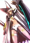  1girl arc_system_works beltbra coat creature dual_swords guilty_gear guilty_gear_xrd hat ramlethal_valentine short_shorts 